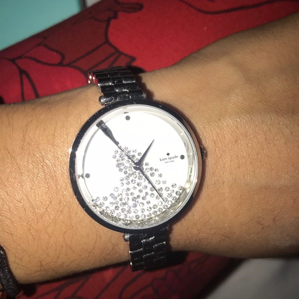 Sparkling silver Champagne bottle Kate Spade watch